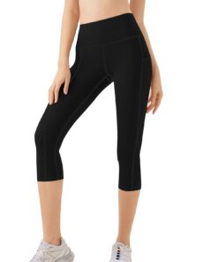 Alternative view of Women's High Waisted Yoga Capri Pants with Pockets Tummy Control Workout Leggings for Women Moisture Wicking 4-Way Stretch Athletic Compression Shorts for Gym Running Pilates Plus Size S-XXL