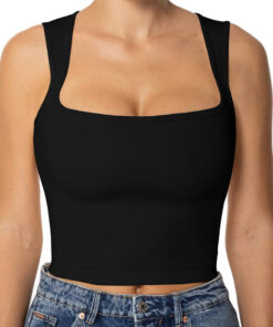 Sunzel Women's Sexy Sleeveless Crop Top Seamless Wide Square Neck Going Out Tops Summer Trendy Workout Yoga Casual Tank Top