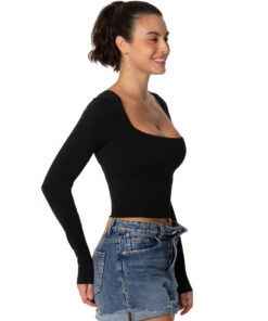 Alternative view of Sexy seamless shirt with wide square collar