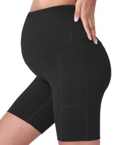 Alternative view of Sunzel Maternity Yoga Shorts for Women High-Waisted Pregnancy Workout Shorts with Pockets Stretchy Wide Elastic Waistband Pre Postpartum Activewear
