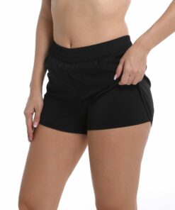 2 in 1 Women's Running Shorts with Liner 2 Pockets Elastic Workout Athletic for Gym Yoga High-Waisted Shorts