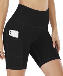 Plus Size High-Waisted Workout Shorts with Pockets Tummy Control Yoga Running Shorts for Women Moisture-Wicking Extended Sizes