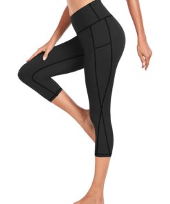 Women's High Waisted Yoga Capri Pants with Pockets Tummy Control Workout Leggings for Women Moisture Wicking 4-Way Stretch Athletic Compression Shorts for Gym Running Pilates Plus Size S-XXL