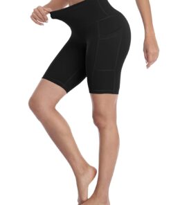 Alternative view of Plus Size High-Waisted Workout Shorts with Pockets Tummy Control Yoga Running Shorts for Women Moisture-Wicking Extended Sizes