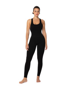 Internally padded racerback sleeveless jumpsuits